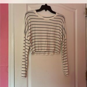 Aeropostale Black and White Striped Long Sleeve Top
